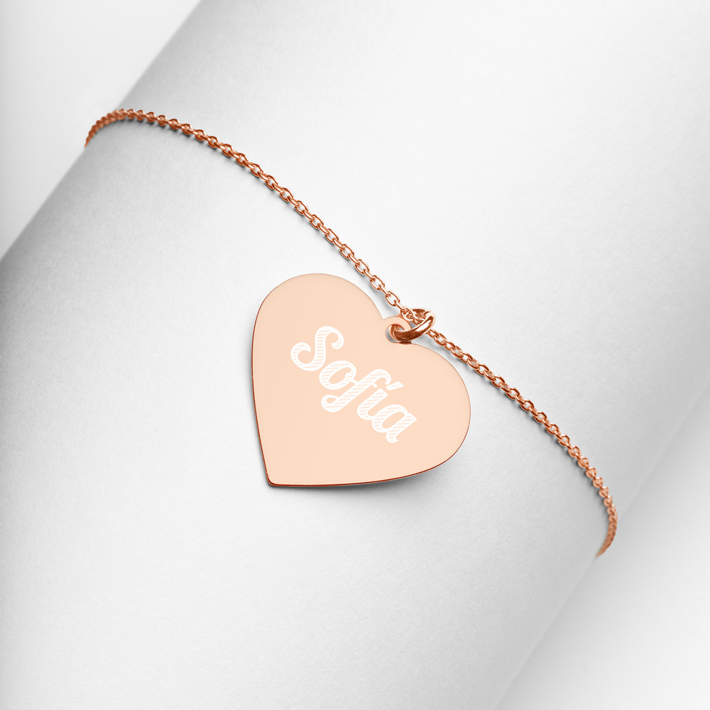 Cadena con corazón grabado en plata - Imagen 2